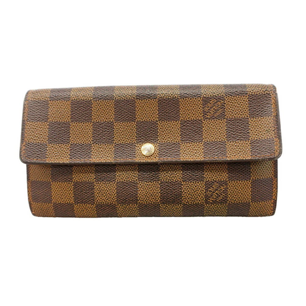 Louis Vuitton Damier Portefeuille Sarah Long Wallet N61734 Ebene Women's P348...